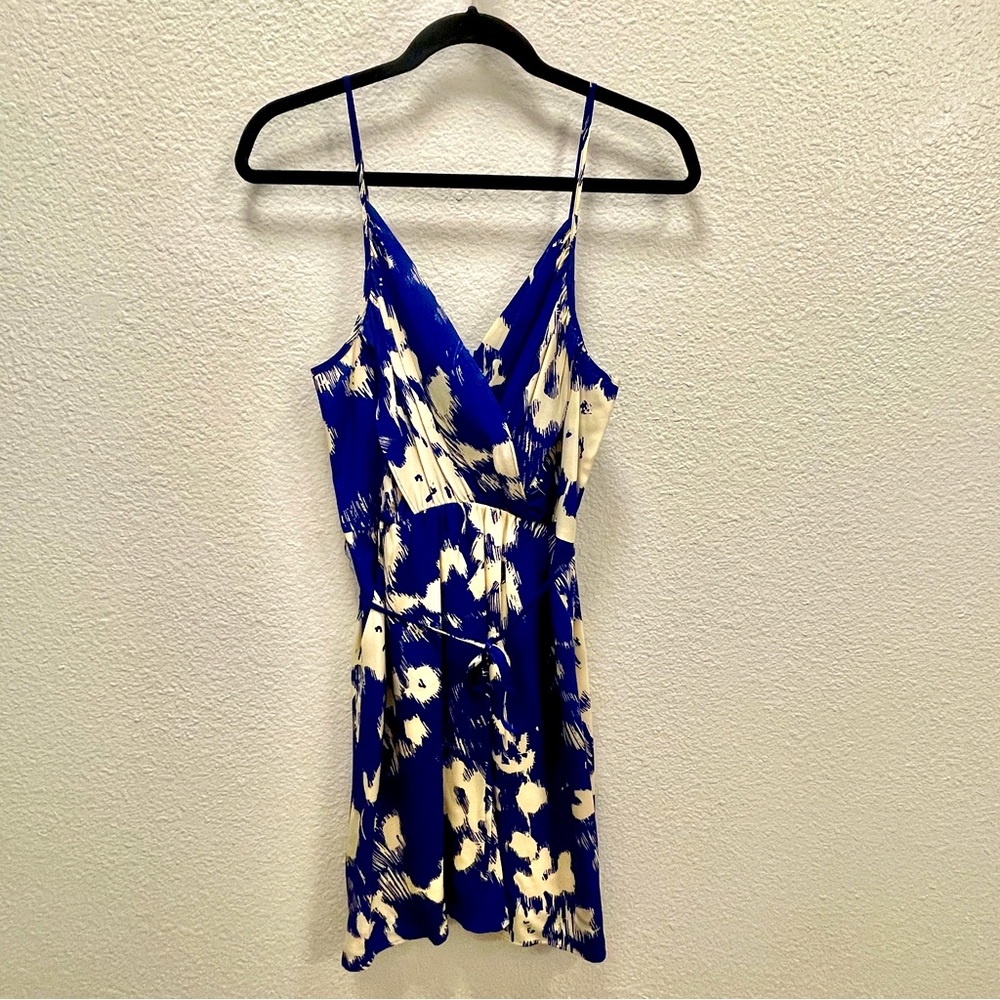 Yumi Kim Blue and White Spaghetti Strap Silk Dress